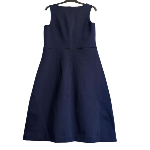 Banana Republic navy fit and flare v neck midi dress size S Tall - Picture 3 of 9